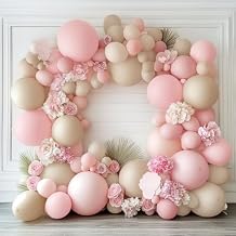 Pastel Pink Sand White Balloon Garland Double Stuffed Baby Pink Balloons Arch Light Pink Latex Balloons Different Sizes Macaron Balloon Kit for Baby Shower Wedding Princess Birthday Party Decor