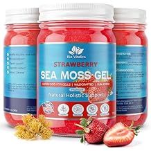 Irish Sea Moss Gel 12oz - USA Made Dr.Sebi Wildcrafted Seamoss - Superfood with Iodine, Bladderwrack & Burdock Root for Immune & Energy Boost, Skin & Hair Health - Strawberry, Pack of 1