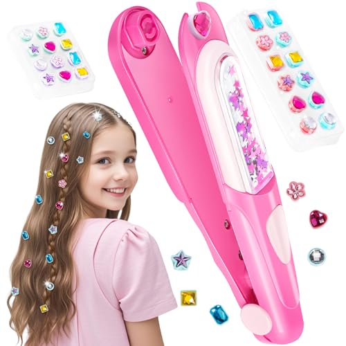 Hair Gem Stamper Kit,Bling Hair Jewels for Girls, Hair Styling Tool with Reusable Shining Diamonds, Christmas Birthday Arts & Crafts Gift for 5-12 Year Old Girl