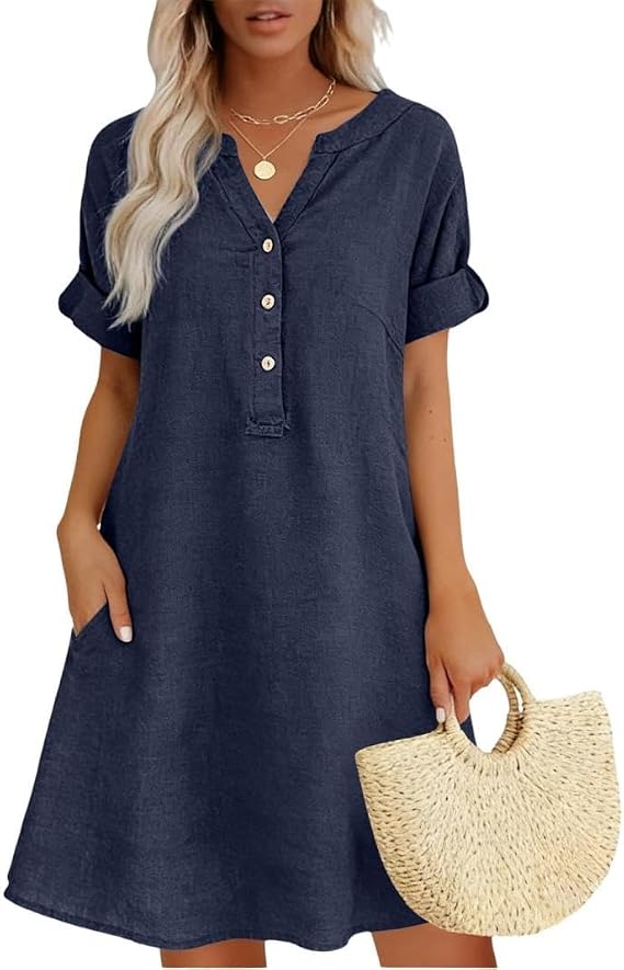 Linen Dress Women, Cotton Dresses for Women, Women's Summer Midi Linen Dresses, Linen Cotton Dresses for Women Spring