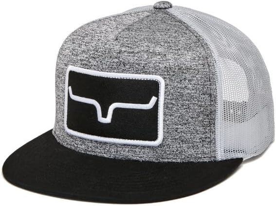 Kimes Ranch Unisex Banner Ventilated Trucker Adjustable Snapback High-Profile Flat Bill Logo Cap/Grey Heather