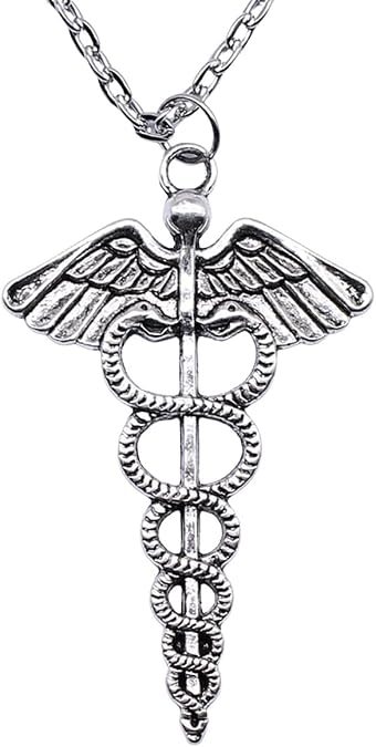 Eiffy Medical Symbol Caduceus for Nurse Doctor Pendant Necklace Snakes Wings Necklace Medicine Jewelry
