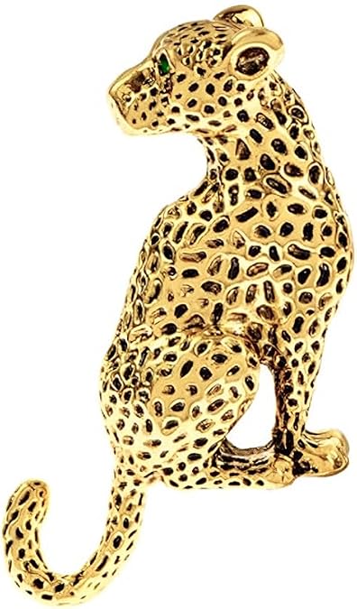 Vintage Leopard Lapel Brooch Pin for Women Men Fashion Punk Rhinestone Animal Cheetah Collar Suit Jackets Coat Dress Backpacks Pins Gothic Cool Panther Cougar Boutonniere Corsage Jewelry Decoration