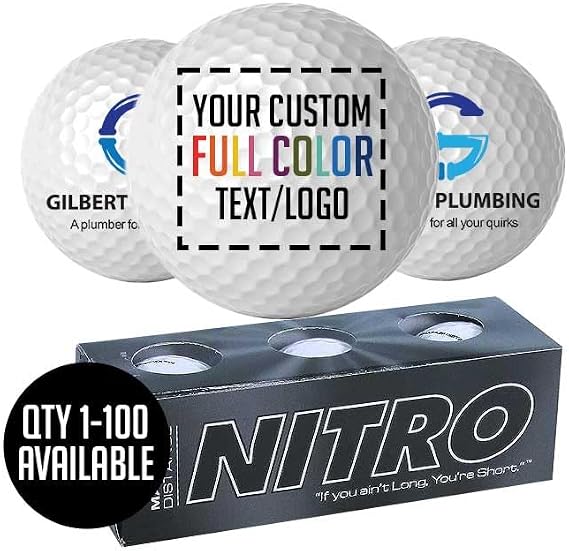 Personalized Printed 3pk Golf Balls - Custom Promotional Items with Your Logo - Bulk Company Small Business Party Favors
