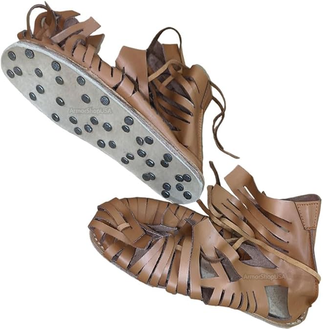 Medieval Roman Gladiator Sandals, Centurion Knights Caligae Greek Leather Sandal, Spartan Viking Soldiers Footwear