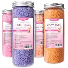Foot Soak Salts 4 Pack Kit 56 OZ Himalayan Pink Salt Lavender Orange Rose Scent Athletes Itching,Tea Tree Oil Foot Care Pedicure for Women Dead Sea Salt Moisturizing Skin Softens Calluses