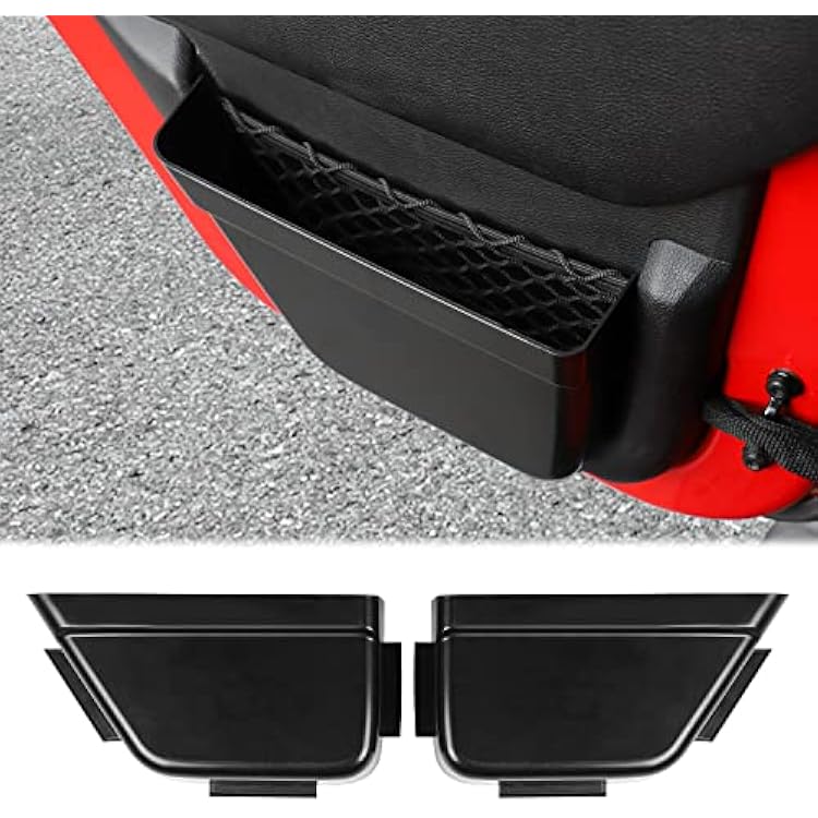 Hoolcar Rear Door Storage Pockets, Side Insert Organizer Box Net Pocket Replacement for 2011-2018 Jeep Wrangler JK JKU, Interior Storage Expansion Accessories, Black, 2PCs