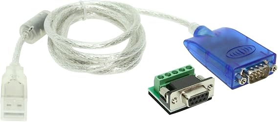 RS485 to USB Adapter with LED Indicators, FTDI Chipset, Terminal Board, ESD Protection, Supports Windows 11, Linux, MacOS X, RS422 to USB Compatible, 5ft Cable