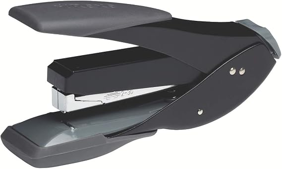 Rexel Easy Touch Low Force Stapler, 30 Sheet Capacity, Flat Clinch Stapling, Half Strip, Includes Staples, Metal Body, Black/Grey, 2102548