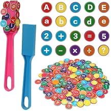 Coopay 234 Pcs Alphabets Numbers Chips and 2 Pcs Magnetic Wands - Toddler Learning Letters for Spelling, Reading Tools for Kids Science of Reading Manipulatives, Teaching Supplies Kindergarten