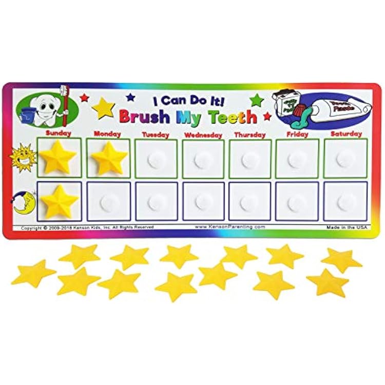 Kenson Kids I Can Do It! Brush My Teeth Reward Chart KPSOH3000 toothbrushing chart, oral hygine, star chart for kids 5x11.5 inches, Ages 3