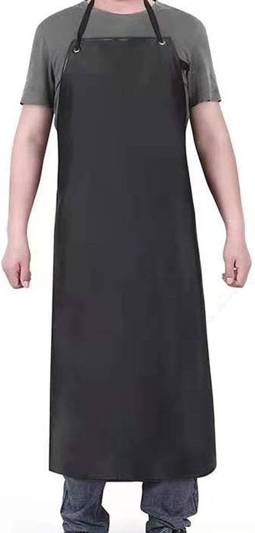 PUPOPIK Waterproof Rubber Vinyl Apron 40" -Stay Dry - Chemical Work Apron Durable with Adjustable Apron for Dishwashing