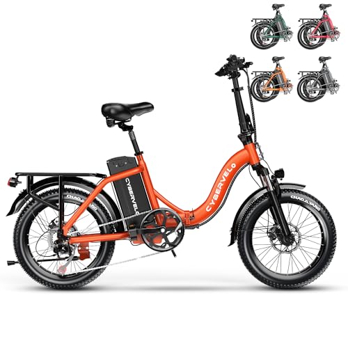 1000W Folding Electric Bike,48V20.8AH Removable Battery EBike,30MPH,80 Miles Max Range Electric Bike for Adults, 20 Fat Tire Foldable ebike, Adult Electric Bikes for Commute Beach Snow Orange
