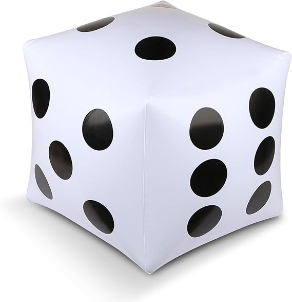 12 inch Giant Inflatable Dice，EVERMARKET 30cm Jumbo Dice for Indoor Outdoor Lawn Fun Pool Beach Party Decoration, White (1)