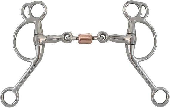 AJ Tack Double Rein Tom Thumb 3 Piece Copper Roller Bit