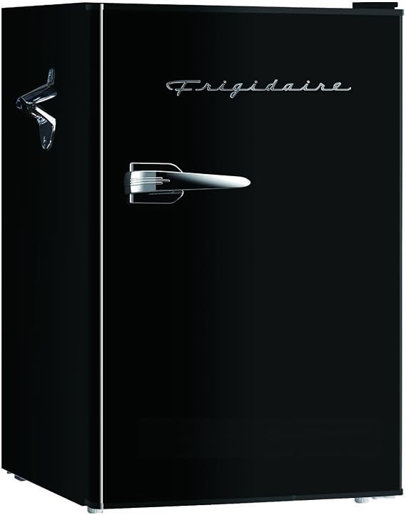 FRIGIDAIRE EFR376-BLACK 3.1 Cu Ft Black Retro Bar Fridge with Side Bottle Opener