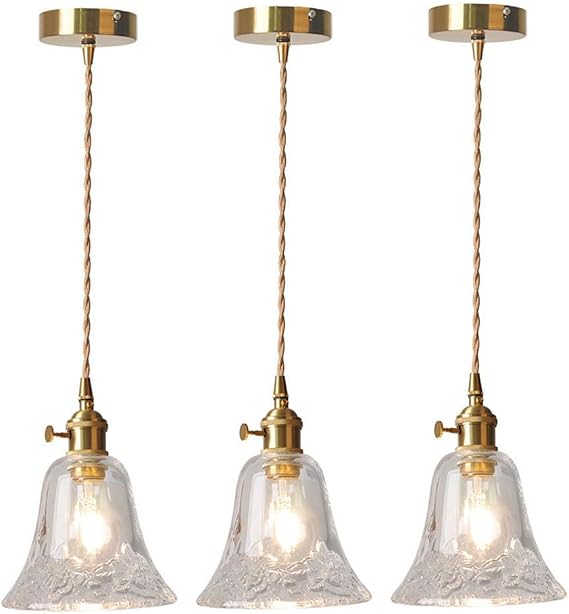 Flower -shaped Pattern Pendant Lighting Clear Light Glass Hanging Lamps Nordic Creative Ceiling Lamp Brass Fittings Chandelier Rope Adjustable Ceiling Hanging Lamp Living Room