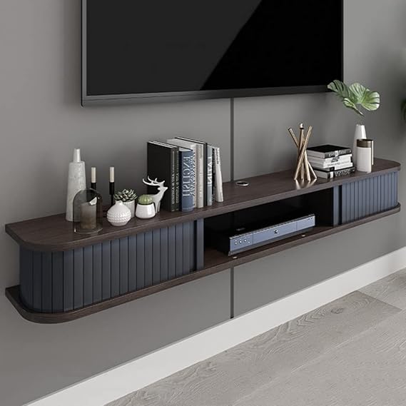 Floating TV Stand Cabinet Floating Tv Stand Wall Mounted Tv Shelf Entertainment Center Wood Media Console Storage Cabinet Hanging Tv Hutch Component Tv Storage Cabinet for Living Room