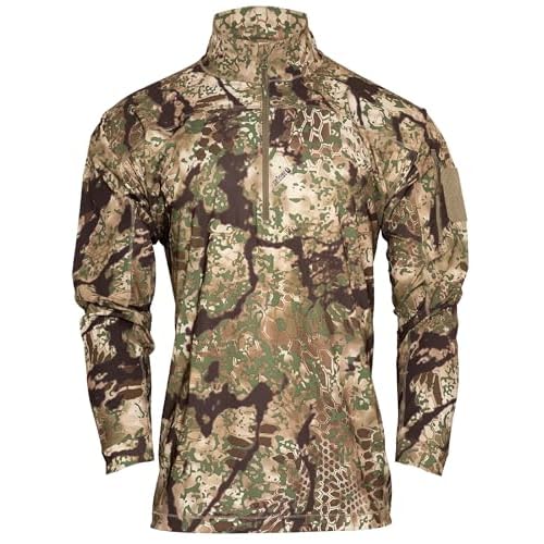 Kryptek Mens Valhalla 2 Long Sleeve Half Zip, Lightweight Camo Hunting Shirt