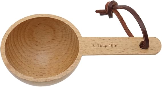 45ml Wood Measuring Spoon and Scoop Wooden Tablespoon 45ml Measuring Scoop 3 TBSP Retro Coffee Spoons for Dry Ingredients Ground Tea Spice (Wood Color, 3TBSP)