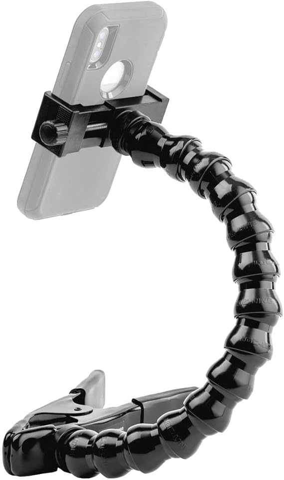 MOGO ModularHose Assistive Technology Phone Holder with Heavy-Duty Spring Clamp (Opens to 2"), 14 Inch Arm