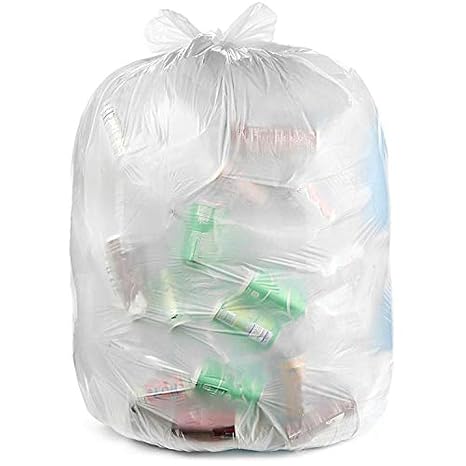 Ultrasac 45 Gallon 3.0 MIL Clear Heavy Duty Contractor Trash Bags with Handtie - 33" x 48" - Pack of 20 - for Construction, Commercial, Industrial
