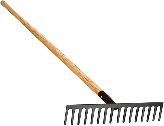 A.M. Leonard Straight Rake with Ash Handle - 16.5 Inches Wide (16 Teeth)