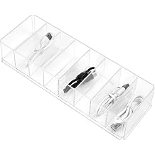 ZEXALOR Clear Drawer Organizer, 8 Sections Clear Organizer Drawer Dividers Office Desk Tray Bathroom Makeup Jewelry Trays (9.8×3.1×1.7")