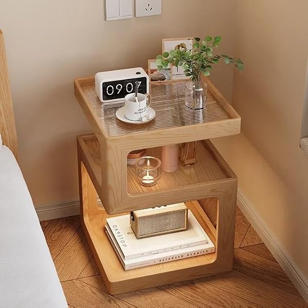 Night Table, Bedside Table, Stylish, Multi-functional, Storage Rack, Square, Bedside, S-Shaped Rack, Cabinet, Scandinavian Style, Side Chest, Sofa Side, Storage Around Bed, Phone Stand