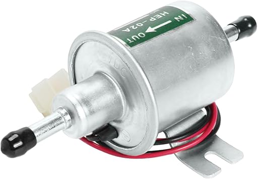 BDZMC Car Electric Fuel Pump, 12V Transfer Inline Fuel Pump, Low-Pressure Gas Diesel Fuel Pump 3-6psi, Gasoline Transfer Fuel Pump Replacement for Lawn Mower Carburetor Engine HEP-02A (Silver)
