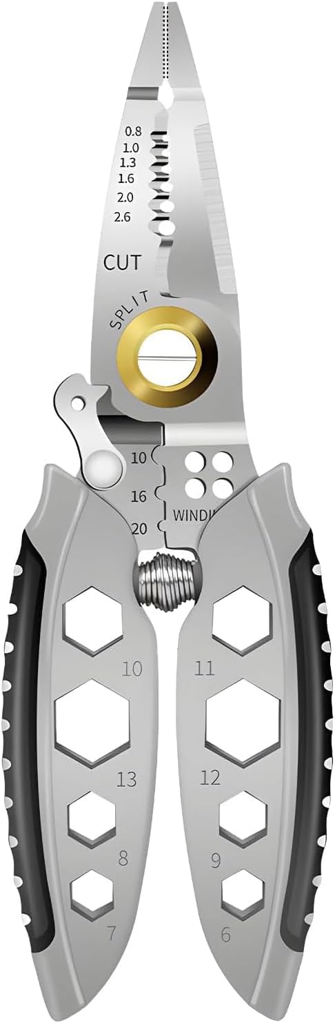 7-Inch Multipurpose Wire Stripper, 2024 New Professional Wire Stripping Tool for Electricians, Self-Adjusting, Stripping, Cutting and Crimping Capabilities, Ideal for Electrical Cables (1 PC)