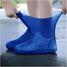 Waterproof Shoe Covers 2 Pairs Non-Slip Water Resistant Overshoes One Size Fit Silicone Rubber Rain Shoe Cover Unisex Cycling Protectors for Women Men