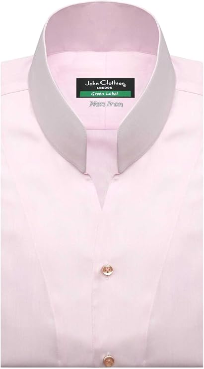 John Clothier High Open Collar Pink Non Iron Men's Long Sleeves Shirt