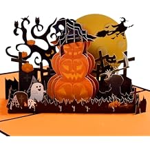 Spook Pumpkin Halloween Cards, Pop Up Halloween Cards, Pumpkin Card, 3D Halloween Greeting Cards for Kids, Family, Friends, Envelope Included.