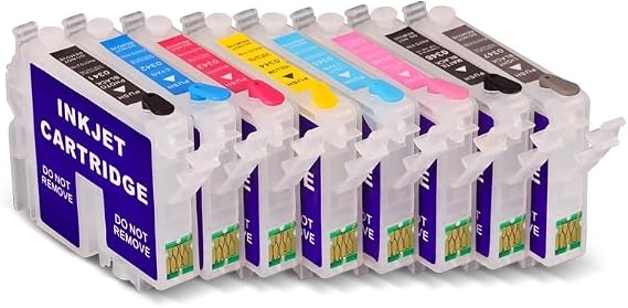 8Colors/Set T0341-T0348 Refillable Ink Cartridge with ARC Chip Compatible with Ep-Son Stylus Photo 2100 2200 Printer (PBK C M Y LC LM LK MBK)