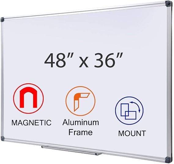 Magnetic White Board 48 x 36 Dry Erase Board for Wall