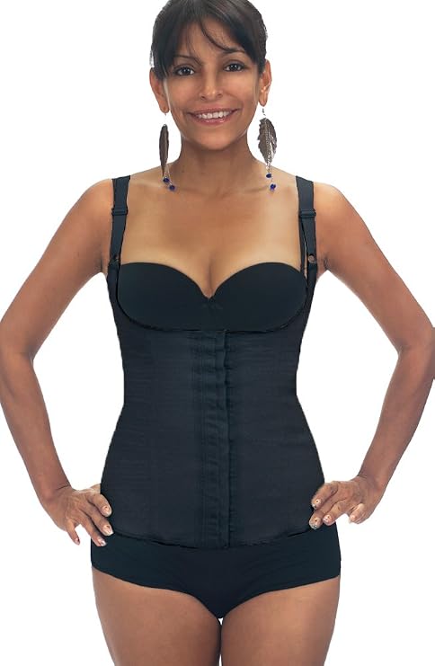 Latex Vest Waist Cincher Style 28-Black-30