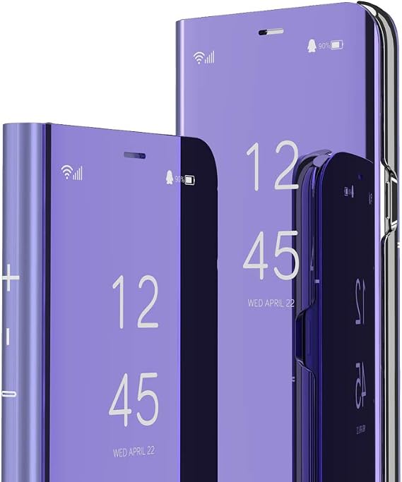 Case for Samsung Galaxy S25 FE Case Clear View Mirror Makeup Luxury Design Bookstyle Leather Flip Case with Kickstand Shockproof Case Cover for Samsung Galaxy S25 FE QH Purple