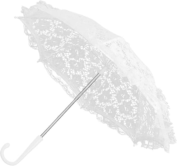 Embroidered Lace Umbrella Lace Floral Umbrella White Wedding Weding Decoration Bride Handmade Photography Prop Parasol Party Stage Decor