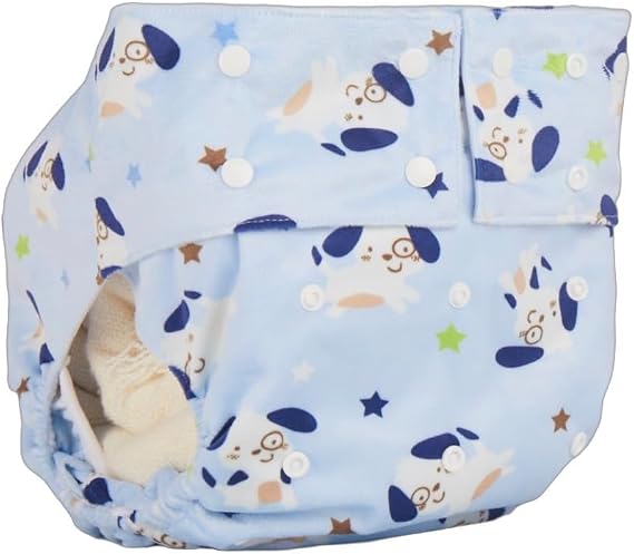 ABDL Diapers Adult Printed Diaper, Unisex - Dog and Light Blue Leak Proof, Super Absorbent Diaper, Adult Diaper Cover/Wrap, Winter Warm Fabric ABDL Japanese Standard