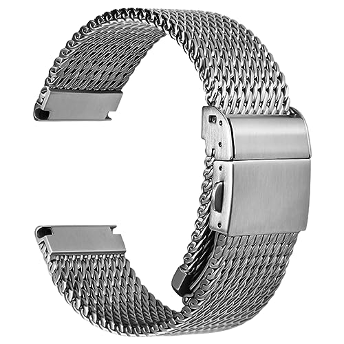 REZERO Stainless Steel Watch Bands for Men, 316L Milanese Mesh Watch Straps, Brushed Matte Watch Bracelets, Metal Watch Band Replacements SilverBlack - 19mm 20mm 21mm 22mm 24mm