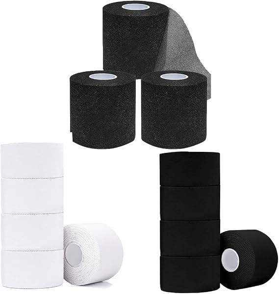 3 Rolls Black Pre Wrap + 5 Rolls White Athletic Tape +5 Rolls Black Athletic Tape