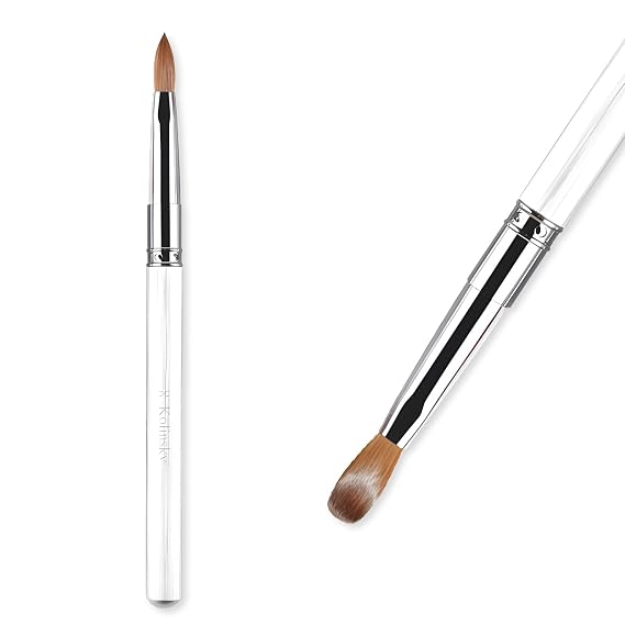 Kolinsky Acrylic Nail Brush Size #8, Pure Kolinsky Nail Art Brushes for Nails Art Extension & Acrylic Powder Application, White Metal Hand Nail Brush Salon-Grade Manicures Home (White, 8#)