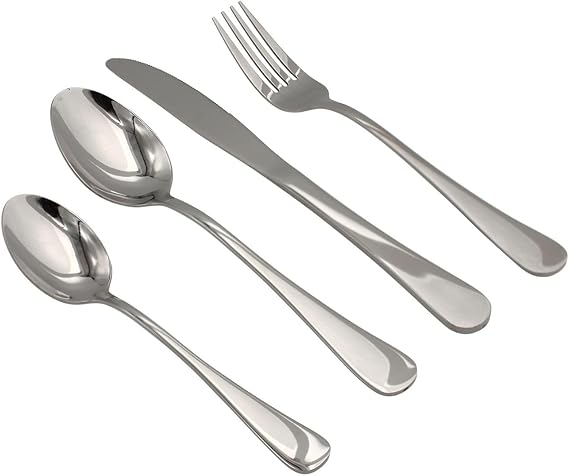 Elyon Tableware 32-piece Silver Flatware, Stainless Steel Silverware Set, Reflective Mirror Finish Cutlery Set, Reusable Dishwasher Safe, Service For 8