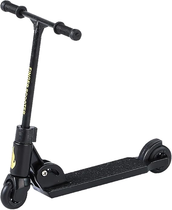 Black Finger Scooter - 2-Wheeled Scooter - Foldable BMX with Brake | Board Accessories for Teen | Educational | Non-Slip Fun Finger Skateboards