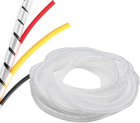 Spiral Cable Wrap - 45 Ft 1/4" Spiral Wire Wrap Cord Covers Bundle Sleeve Hose for Computer Electrical Wire Organizer-White (1/4 Inch-45Ft)