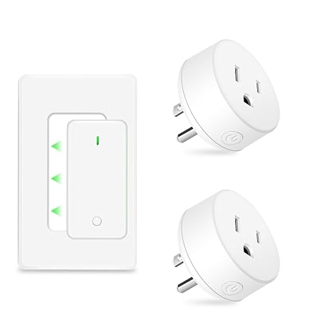 NineLeaf Remote Control Outlet Plug Wireless On Off Power Switch, Wireless Light Switch for Lamp, Light, Fan, Programmable, Compact, 500ft RF Range, FCC Listed,1Remote +2Outlets