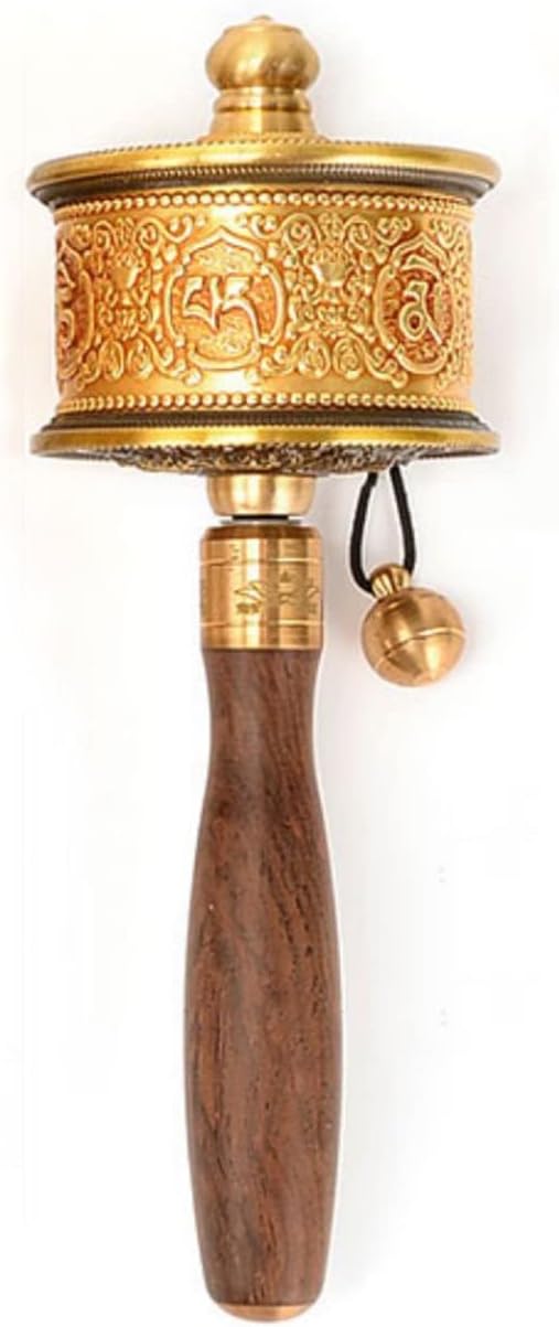 Tibetan Prayer Wheel,Hand Held Prayer Wheel Buddhist Prayer Wheel Tibetan Prayer Wheel, Alloy Tibetan Buddhism Six Words Mantra Hand Cranking Buddhist Prayer Wheel (Size : 2) (Size : 1)