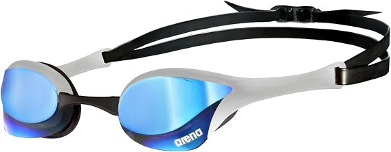 ARENA Cobra Ultra Swipe Mirror Unisex Adult Racing Swimming Goggles, Swimming Pool Goggles with Curved Mirror Lenses, Anti-Fog, UV Protection, 5 Interchangeable Nose Bridges