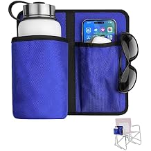 Xxerciz Camp Chair Cup Holder Phone Holder, Universal Water Bottle Holder for Patio Recliner Chair, Beach Chair, Folding Camping Chair and Office Chair Blue XX98520